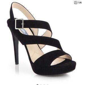 Prada Elegant Black Suede Heels